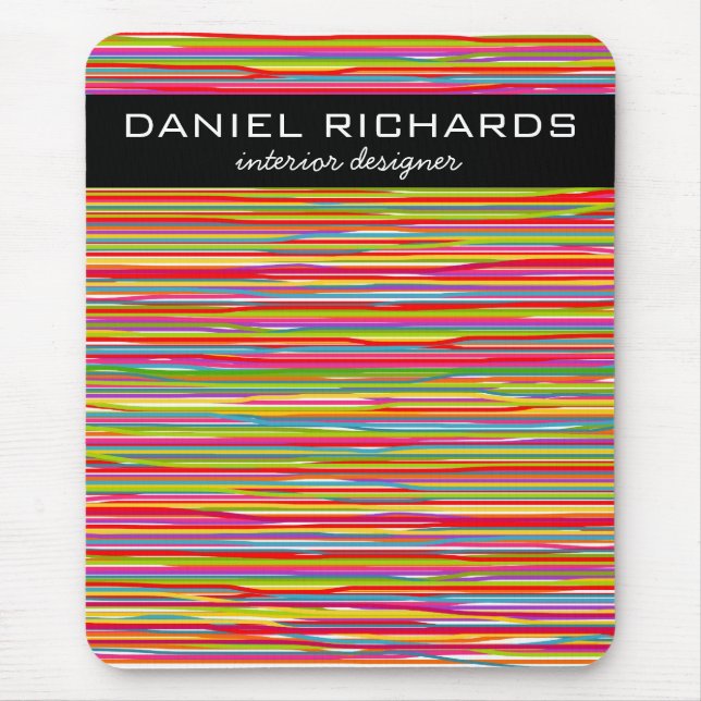 Modern Colorful Stripes Vibrant Interior Designer  Mouse Pad (Front)