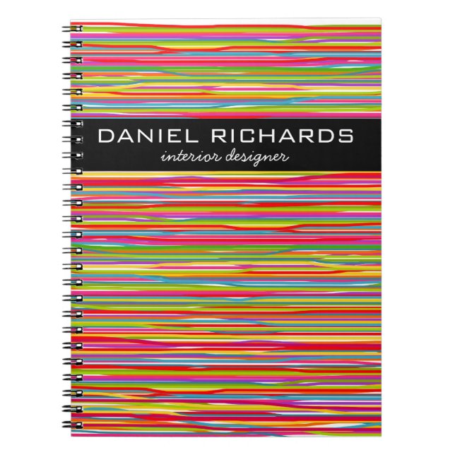 Modern Colorful Stripes Vibrant Interior Designer  Notebook (Front)