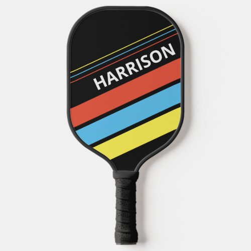 Modern Colorful Stripes with your Name Pickleball Paddle