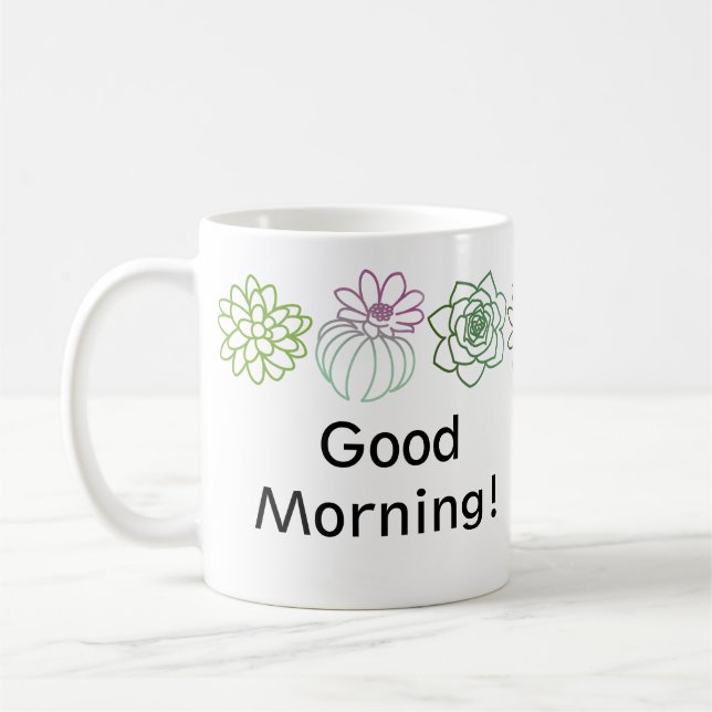 Modern Colorful Succulents Personalized Mug (Left)