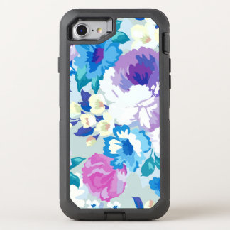 Modern Colorful Summer Flowers Pattern OtterBox Defender iPhone SE/8/7 Case