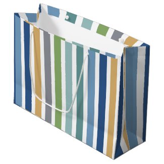 Modern Colorful Summer Stripes Birthday Large Gift Bag