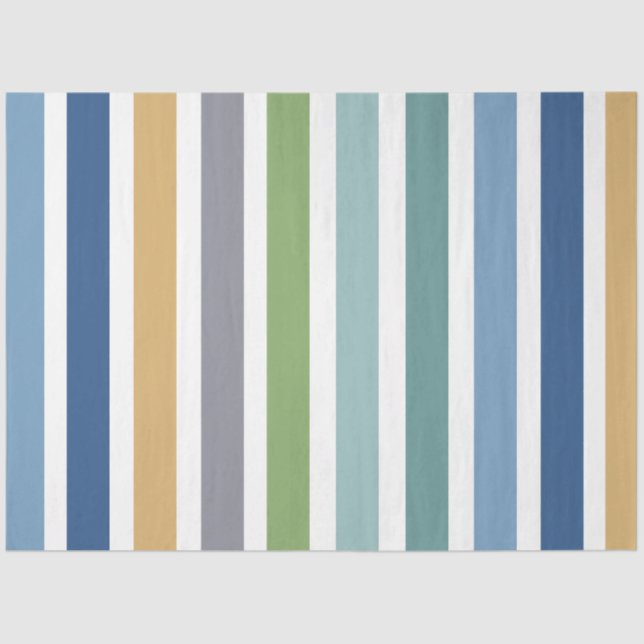 Modern Colorful Summer Stripes Birthday Tissue Paper (Front)