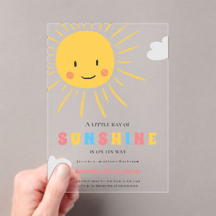 Modern Colorful Sunshine Baby Shower Acrylic Invitations