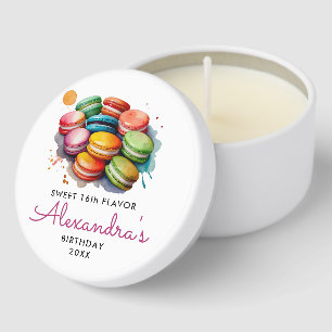 Modern Colorful Sweet Macarons Script Watercolor Mini Candle Favors