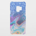 Modern Colorful Swirls & Blue Faux Glitter Accent Uncommon Samsung Galaxy S9 Case<br><div class="desc">Modern blue faux glitter and colorful swirls ombre.</div>