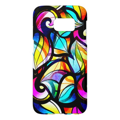 Modern Colorful Swirls Stained Glass Look Samsung Galaxy S7 Case