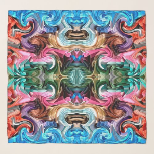 Modern Colorful Symmetry Mosaic Abstract Pattern Scarf