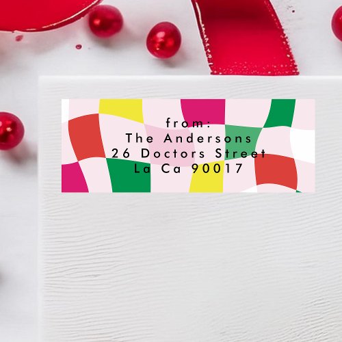 Modern Colorful Tartan Plaid Christmas Label