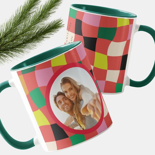 Modern Colorful Tartan Plaid Christmas Mug