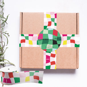 Modern Colorful Tartan Plaid Christmas Satin Ribbon