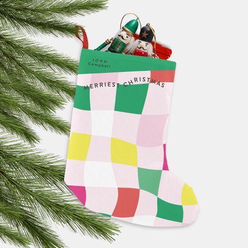 Modern Colorful Tartan Plaid Christmas Small Christmas Stocking