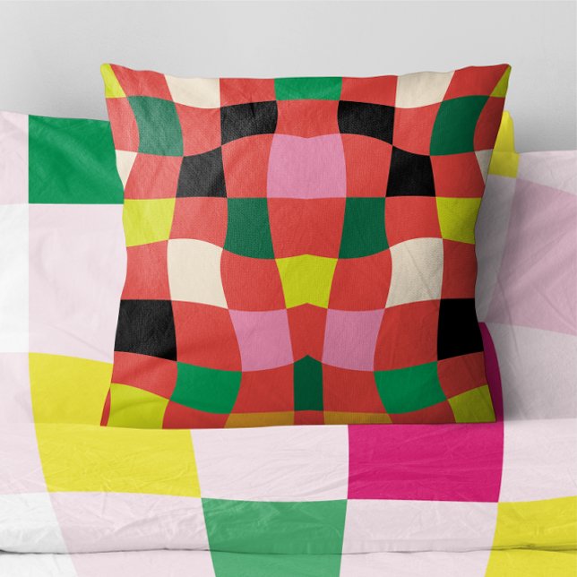 Modern Colorful Tartan Plaid Christmas Throw Pillow (Creator Uploaded)