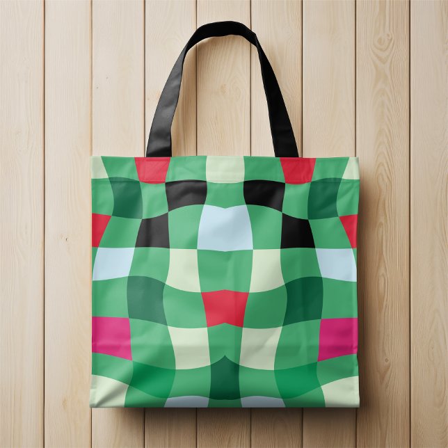Modern Colorful Tartan Plaid Christmas Tote Bag (Creator Uploaded)