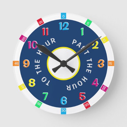 Modern Colorful Teach The Time  Childrens Round Clock