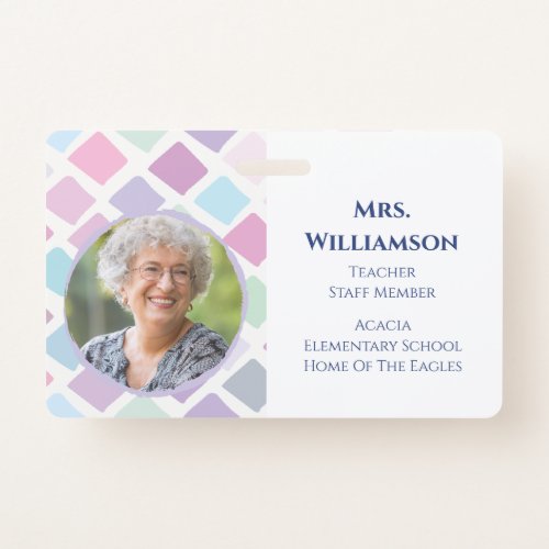 Modern Colorful Teacher Educator Staff Photo ID Badge