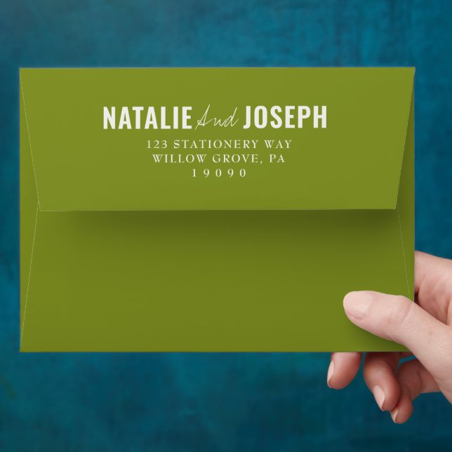 Modern Colorful Teal Whimsical Unique Wedding Envelope (Hand)