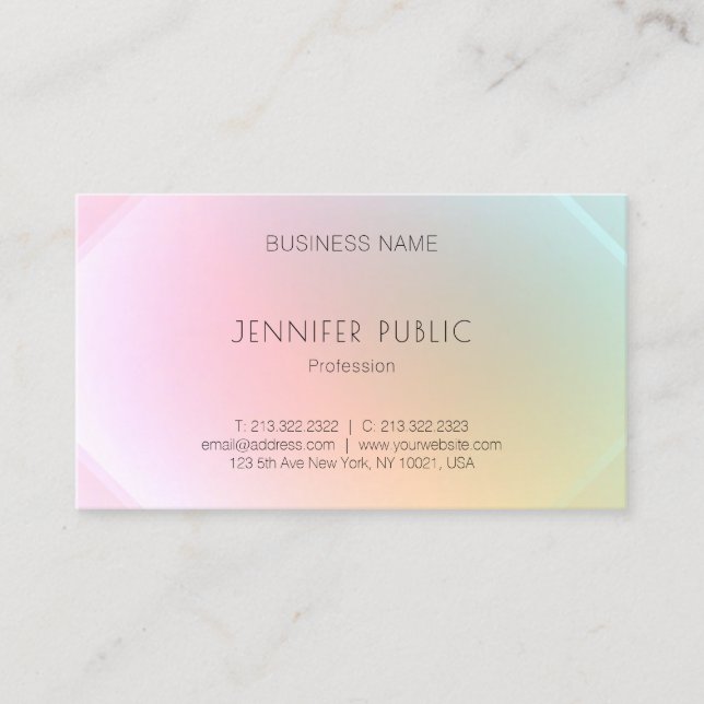 Modern Colorful Template Elegant Professional Business Card (Front)