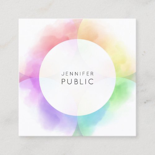 Modern Colorful Template Minimalist Elegant Trendy Square Business Card