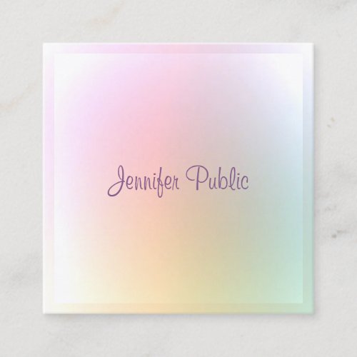 Modern Colorful Template Script Professional Square Business Card