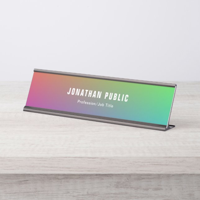 Modern Colorful Template Trendy Design Elegant Desk Name Plate (Front)
