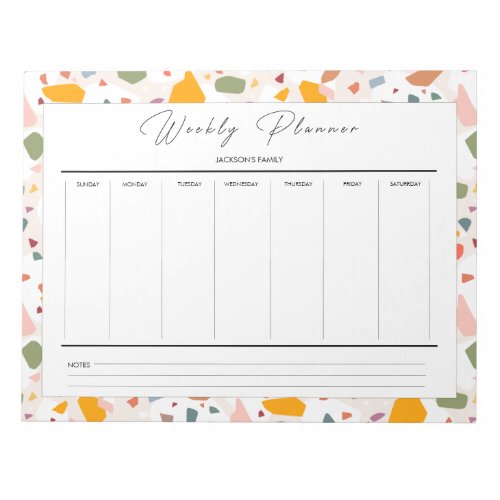 Modern Colorful Terrazzo Weekly Planner Notepad