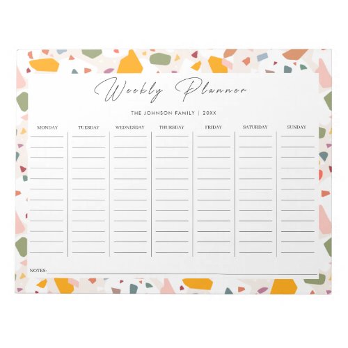 Modern Colorful Terrazzo Weekly Planner Notepad