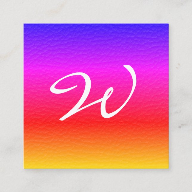 Modern Colorful Texture Monogram Square Business Card (Front)
