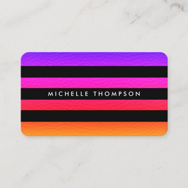 Modern Colorful Texture with Black Stripes Business Card (Front)