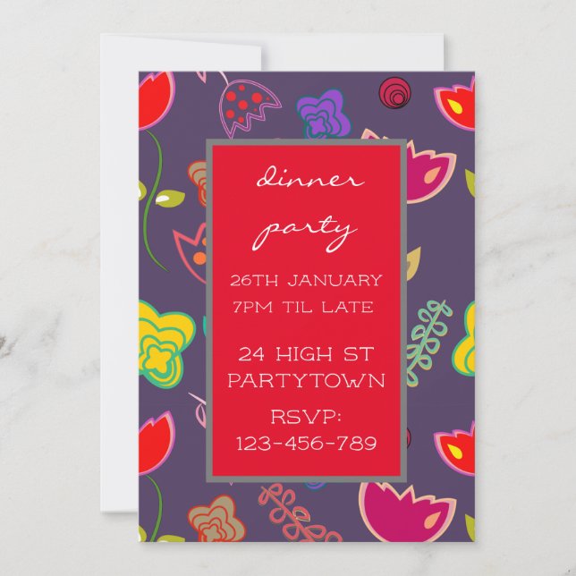 Modern colorful theme pattern design party theme invitation (Front)