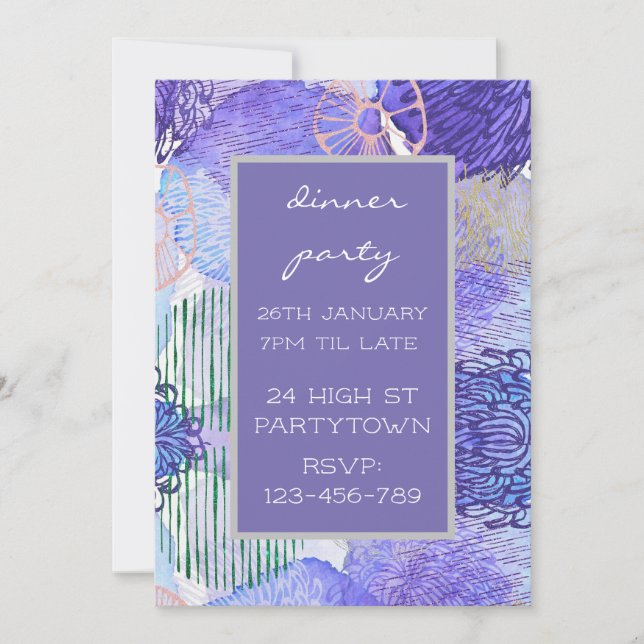 Modern colorful theme pattern design party theme invitation (Front)