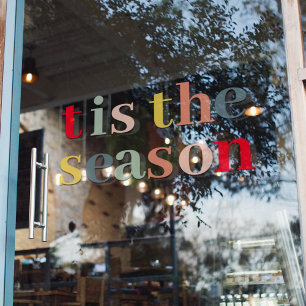 Modern Colorful Tis The Season Holidays Window Cling