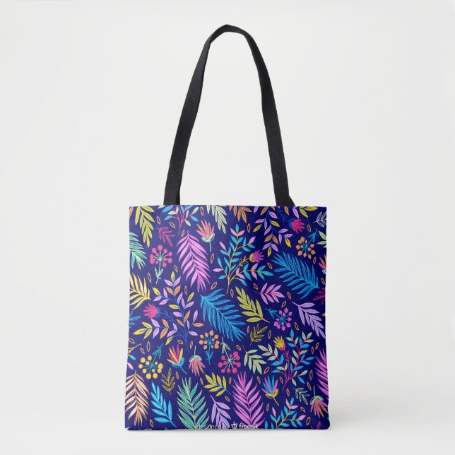 Modern Colorful Tree Leaves Nature Shapes Tote Bag (Front)