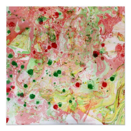 Modern Colorful Trendy Abstract Art Green Pink Red Poster