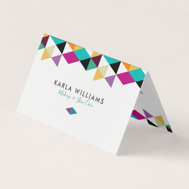 Modern Colorful Triangles Composition Business Card (Front)