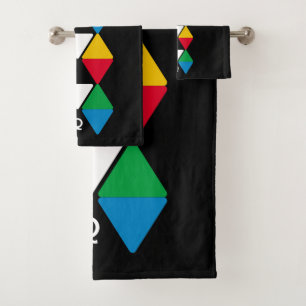 Modern Colorful Triangles Monogram Bath Towel Set