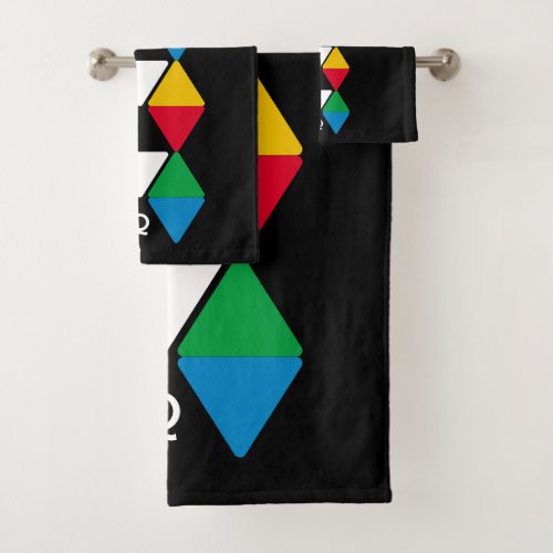 Modern Colorful Triangles Monogram Bath Towel Set