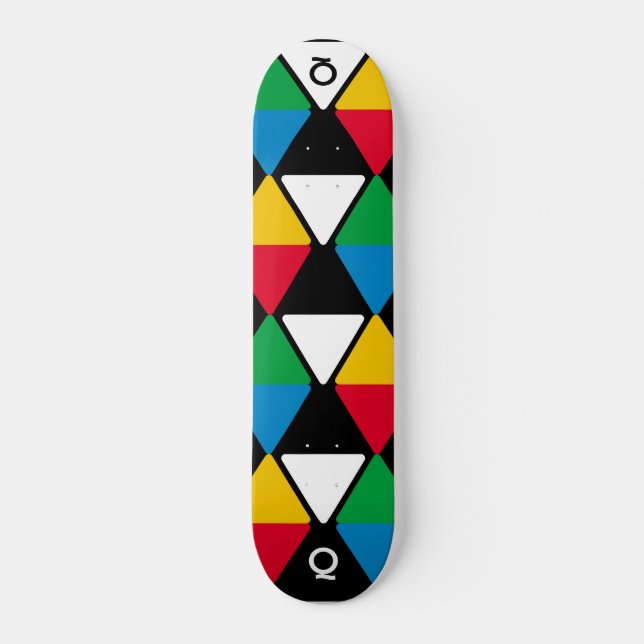 Modern Colorful Triangles Monogram Skateboard (Front)