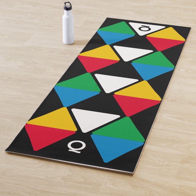 Modern Colorful Triangles Monogram Yoga Mat (In Situ)