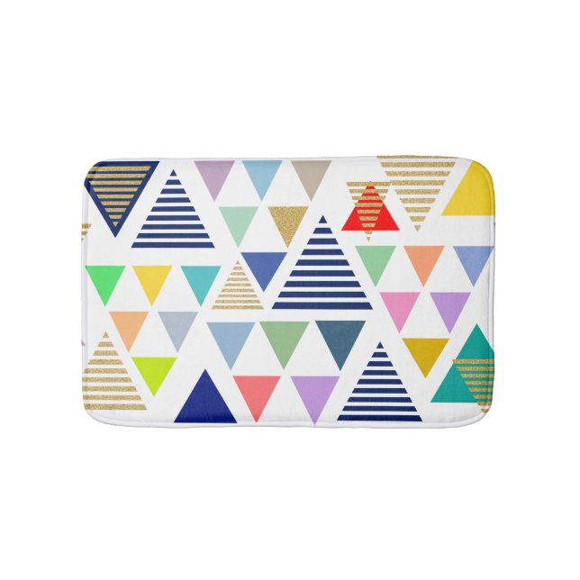 Modern Colorful Triangles Pattern Bathroom Mat (Front)