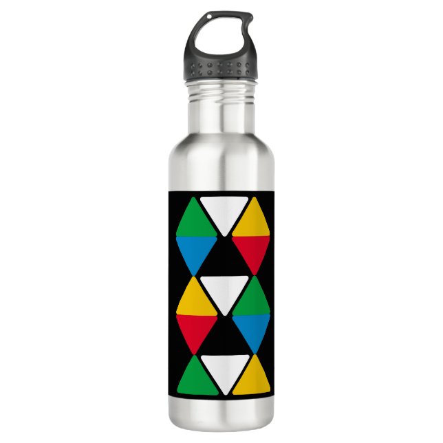Modern Colorful Triangles Personalized Stainless Steel Water Bottle (Front)