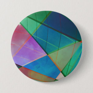 Modern, colorful triangles, trapezoid shapes art button