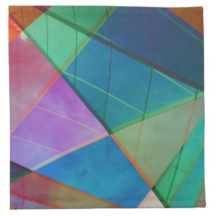 Modern, colorful triangles, trapezoid shapes art cloth napkin