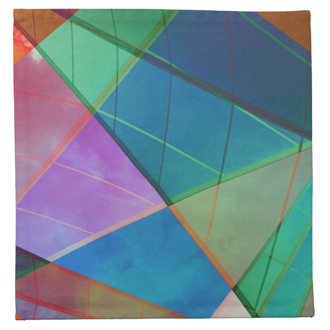 Modern, colorful triangles, trapezoid shapes art cloth napkin (Front)