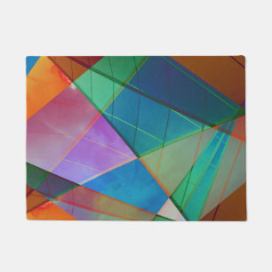 Modern, colorful triangles, trapezoid shapes art doormat