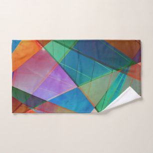 Modern, colorful triangles, trapezoid shapes art hand towel