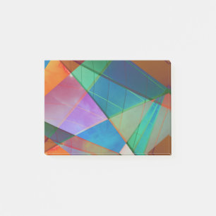 Modern, colorful triangles, trapezoid shapes art post-it notes