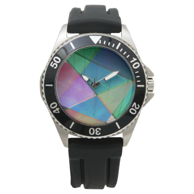 Modern, colorful triangles, trapezoid shapes art watch (Front)