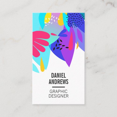 Modern colorful tropical abstract floral pattern business card