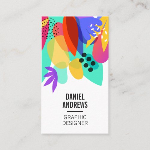 Modern colorful tropical abstract leaves pattern business card